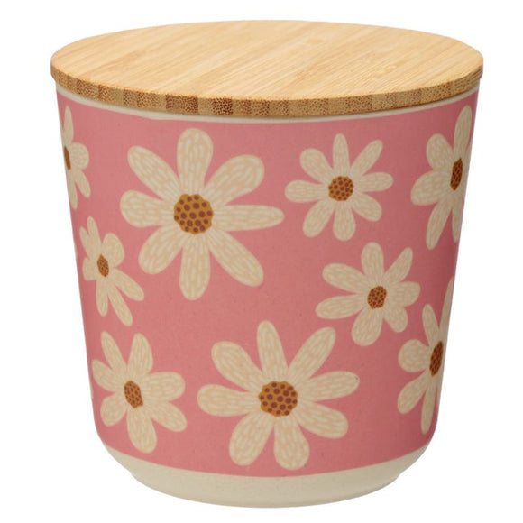 Oopsie Daisy Bamboo Pink Storage Jar