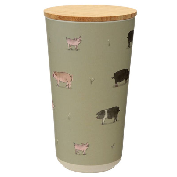 Farm Animals Bamboo Large Green Jar