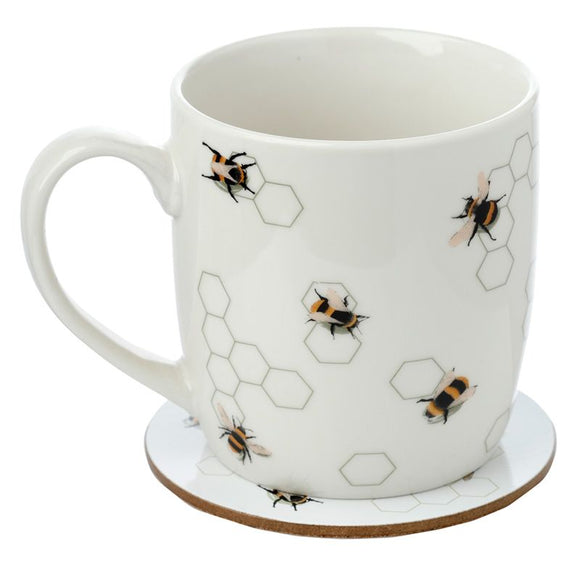 Meadow Bee Coffee Mug & Coaster Set
