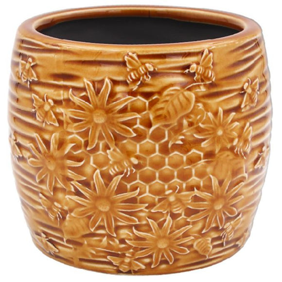 Crackle Glaze Bees Plant Pot Small