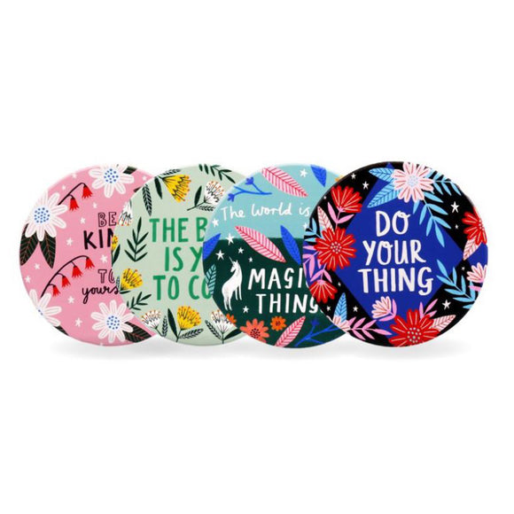 Bonbi Forest Quotes Set of 4 Coasters