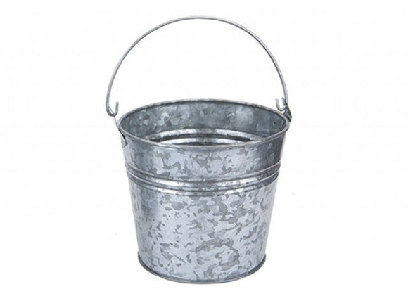Galvanised Finish Steel Bucket Plant Pot with Handle