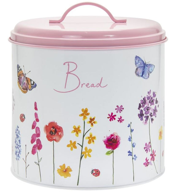 Butterfly Design Enameled Metal Large Storage Tin