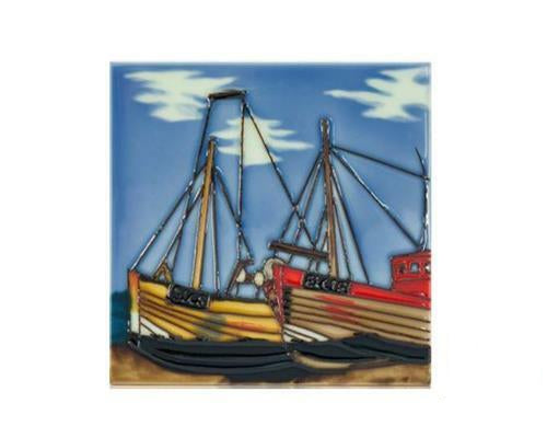 Fishing Boats Ceramic Wall Tile Decoration