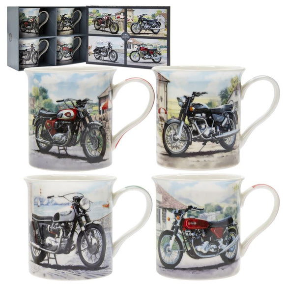 Classic Motorbike Set of 4 Mugs