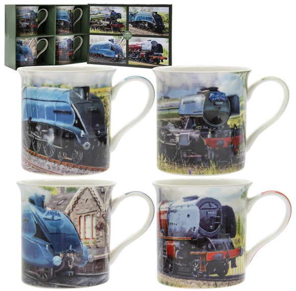 Classic Steam Trains Set of 4 Mugs