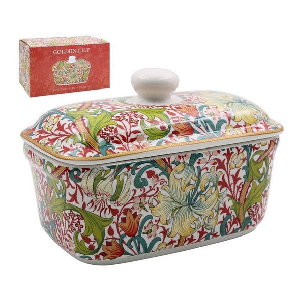 Golden Lily Red Butter Dish