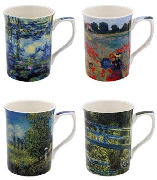 Claude Monet Art Set of 4 Fine China Mugs