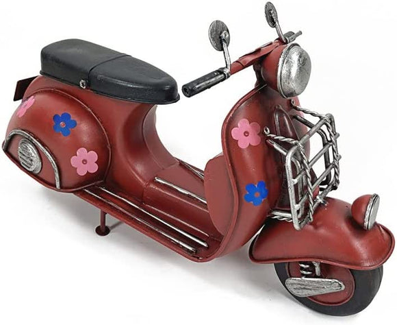 Red Vespa With Flower Decal Tin Ornament