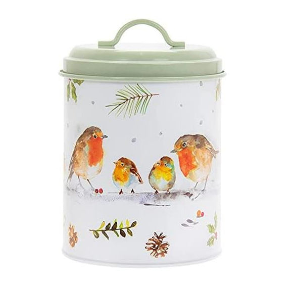 Winter Robins Large Biscuit Tin