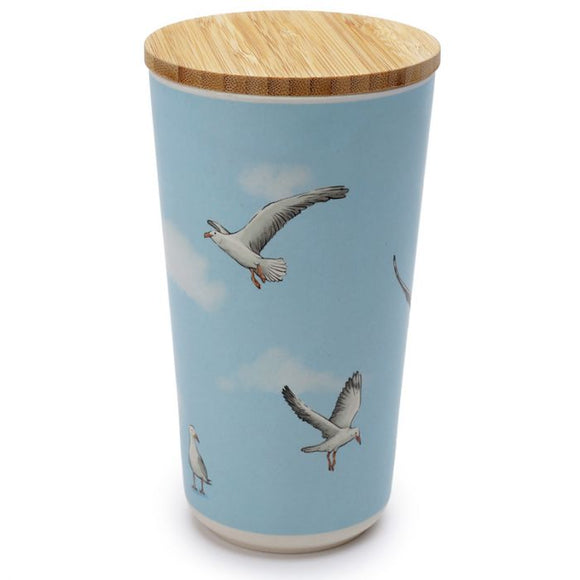 Seagull Bamboo Large Round Storage Jar