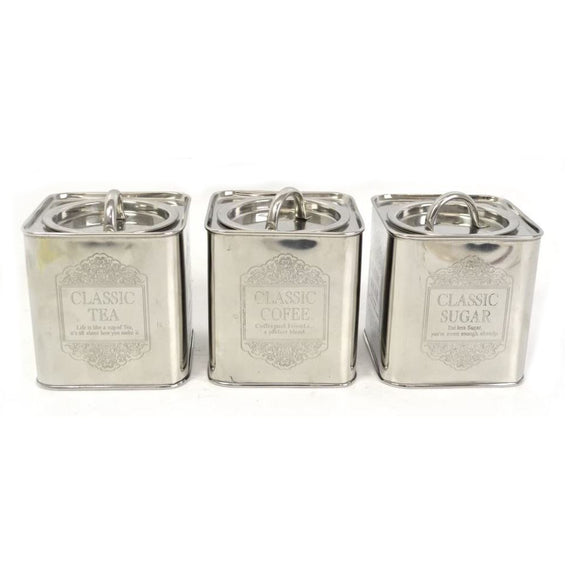 Steel Tea Coffee & Sugar Canisters