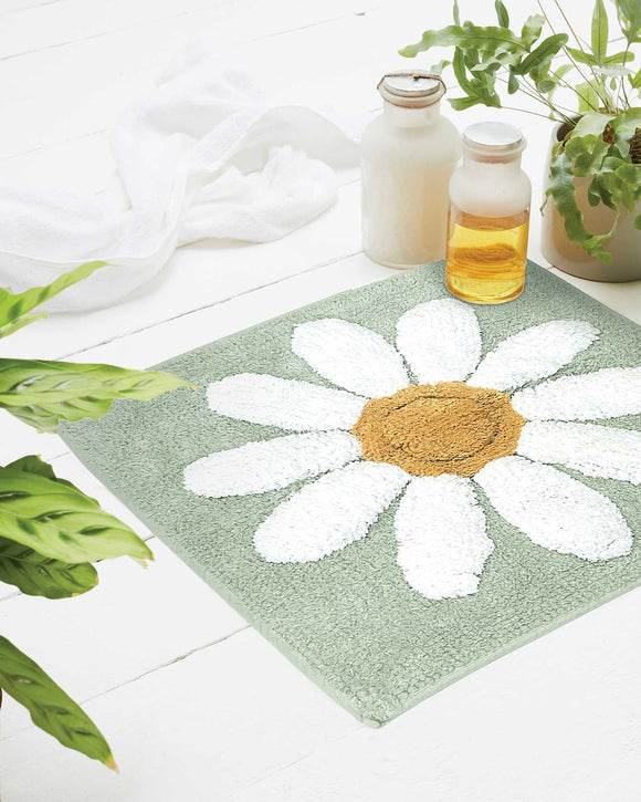 Teal Flower Shower Mat