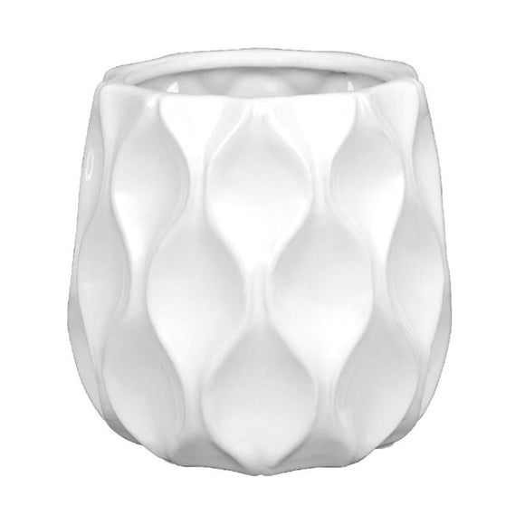 Wavy White Plant Pot Large